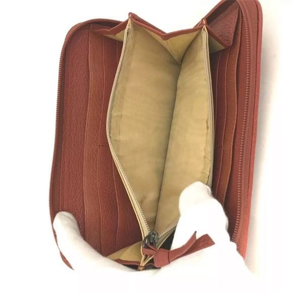 Bottega Veneta Intrecciato Lambskin Zip Around Long Wallet Pristine Rust Color - Picture 7 of 10
